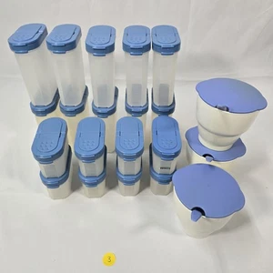 Vintage Tupperware Lot – 3839A-4, 1843-19 (Small), 1846-19 (Large), Lids + Spoon - Picture 1 of 6