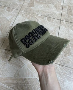Rare Italy Designer Dsquared2 Distressed Green Cap Hat Logo Embroidered Vintage - Picture 1 of 10