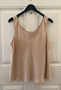 Jones & Co. 100% Seide ärmelloses U-Ausschnitt Top/Cafe au Lait/Größe 14/NEU! - Bild 1 von 3