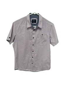 Leveten Men's Diamond Printed Detail Short Sleeve Shirt Size Small - Picture 1 of 6