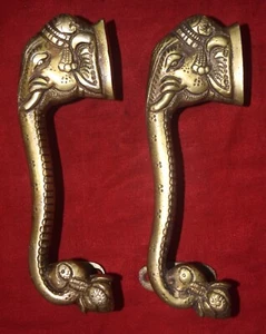 Messing Ganesha Türgriff mit Karigaari Lord Binaka Handarbeit Türzug EK25 - Bild 1 von 6