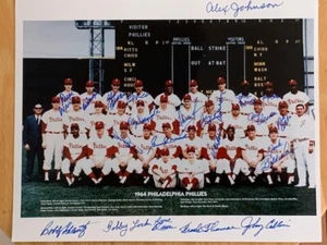 1964 PHILADELPHIA PHILLIES 22 SIGNED AUTOGRAPHED 8x10 TEAM PHOTO GENE MAUCH - Picture 1 of 1