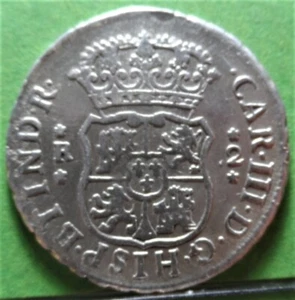 CARLOS III, 2 Reales, 1770, LIMA -JM, A.C.-580, Ag. - Picture 1 of 2