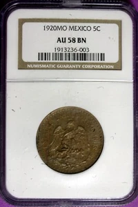 1920 - MO NGC AU58 BN Mexico Centavo Coin!!  #B33904 - Picture 1 of 2