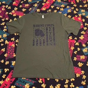 Marine Corps Veteran Hundeetiketten mit Flagge militärgrün Grafik T-Shirt/Größe XL - Bild 1 von 4