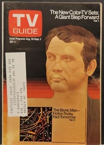 TV Guide August 1976 Bionic Man Lee Majors MASH Johnny Cash Franco Harris - Bild 1 von 2