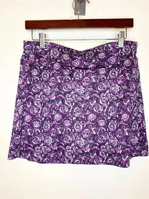 PGA TOUR Purple Black Floral Flower Print Golf Tennis Gym Skirt Skort Shorts M 8 - Image 1 of 3