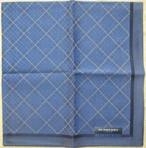 BURBERRY *Checks Blue Scarf Handkerchief 48cm /KAMKAM - Picture 1 of 6