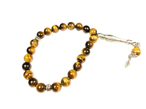 23 Bead Tigers Eye Worry Beads Elastic Bracelet Gemstone Tasbih 858 - Picture 1 of 9