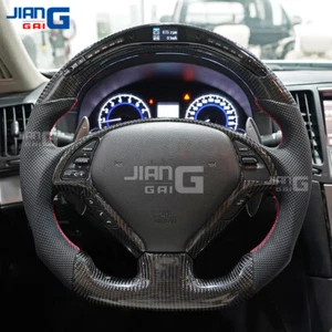 LED Carbon Fiber Steering Wheel Fit 09-13 Infiniti G35 G37 G37X Sedan With Trim - Picture 1 of 11