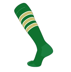 TCK Elite Baseball Football Knee High Striped Socks (D) Kelly, White, Vegas Gold - Picture 1 of 1