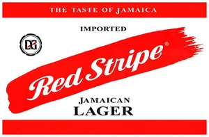 Póster a rayas rojas, el sabor de Jamaica, Lager, cerveza jamaicana importada - Imagen 1 de 1