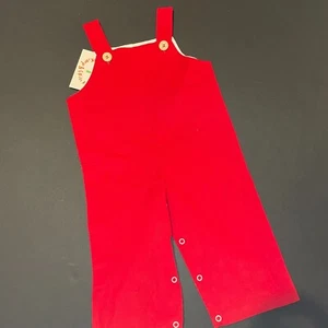 SHRIMP & GRITS KIDS Boys RED CORD OVERALL Longall Jon Jon (NWT) 6M (CORDUROY) - Picture 1 of 4