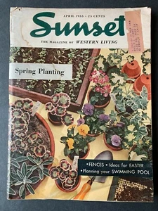 Sunset Magazine April 1955 1950er Lifestyle Reise Rezepte Gartenwerbung - Bild 1 von 12