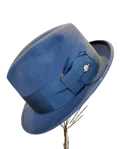 SPILLA CAPPELLO VINTAGE DEI PESI SPAZIALI CHAMP FEDORA GRIGIO SCURO SATURNO - Foto 1 di 14