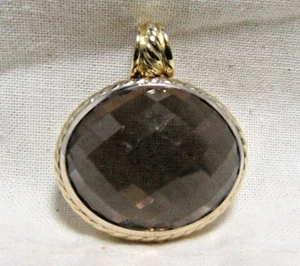 David Yurman Sterling Silver & 18K 24 X 20MM Smoky Quartz East & West Pendant - Picture 1 of 12