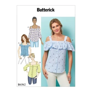 Easy Butterick Schnittmuster B6562 schulterfreies Oberteil Knopfleiste Shirt 6-14/14-22 - Bild 1 von 6