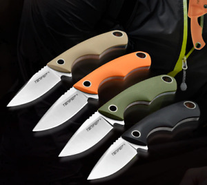 Mini Drop Point Knife Fixed Blade Hunting Survival Tactical G10 Handle Necklace