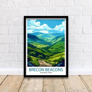 Brecon Beacons National Park Travel Poster Welsh Wilderness Art Rolling Hills Pr