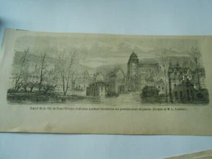 Gravure 1861 - Aspect de la ville de Pont l'Evêque Calvados pendant l'inondation - Picture 1 of 1