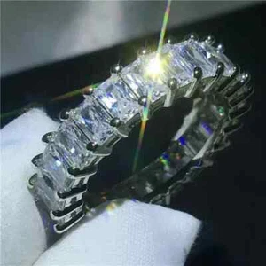 2.50Ct Lab Created Diamond Full Eternity Wedding Ring In 14K White Gold Finish - Picture 1 of 5