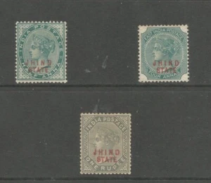 INDIA/JIND SG13,15 & 16 Jind State 1886 QV with red o/prints mint cat £270 - Picture 1 of 2