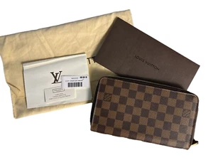 New Authentic Louis Vuitton Long Zippy Organizer Wallet Damier Ebene Brown - Picture 1 of 3