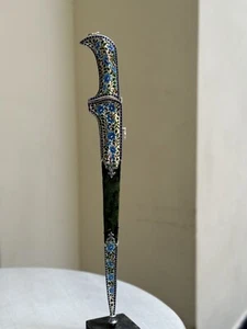 vintage pure handmade rare gold koftgari with wootz blade silver locket and chap - Picture 1 of 11