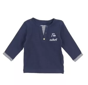 NAME-IT Top T-Shirt Organic Fabric Nautical Blue Long Sleeve 2 - 6 Months BNWT - Picture 1 of 6