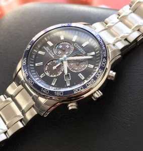 Herren Original Citizen Eco Drive Solar Chronograph Perpetual Navy Blau Alarm - Bild 1 von 12