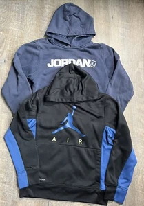 2 Nike Air Jordan Sweatshirt Hoodie Blau Therma-Fit Logo Old School Y S/M - Bild 1 von 16