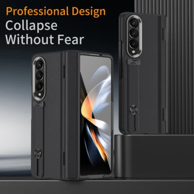 Soft Leather Case Finger Ring Holder For Samsung Galaxy Z Fold5 Fold4 Cover - Image 1 of 4