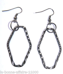 BOUCLES D'OREILLES FANTAISIE PENDANTE grise tendance soirée - Picture 1 of 1