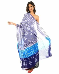 Arty Crafty Art Silk Bandhani Bhandej Cotton Dupatta with Mirror Work (PURPLE) - Picture 1 of 3