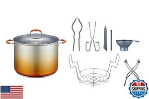 CONCORD 20 Quart Stainless Steel Canning Pot Set. Includes Canning Rack, Tong - Picture 1 of 5