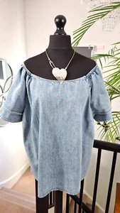 LADIES denim BOHO western shirt top tunic PLUS size 20 22 XL Festival Summer - Picture 1 of 6