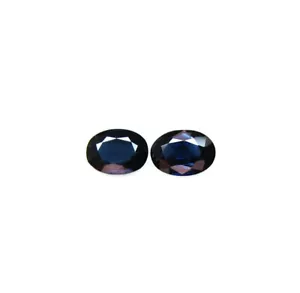 Natural Oval Blue Sapphires 2 Pcs 1.88 Cts Tol, 7.1x5.0 & 6.8 x5.1 MM LxW - Picture 1 of 13