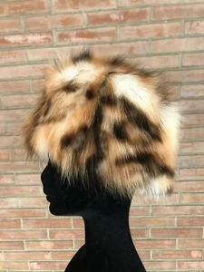 FOX FUR HAT CAPPELLO COLBACCO PELLICCIA di VOLPE FOURRURE chapeau leopard pelz - Foto 1 di 6
