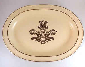 Pfaltzgraff Village 14" Oval Serving Platter Brown Verge USA "P" Mark #6-16 - Picture 1 of 3