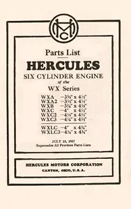HERCULES Six Cylinder Engine WX Series Parts Manual - Picture 1 of 1
