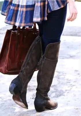 FRYE женщин коричневый смазанный нубук над колена сексуальный Western ботинки! Размер 9B - Изображение 1 из 4