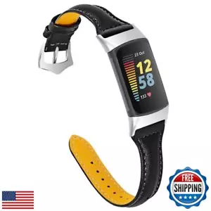 FitTurn WatchBand Compatible with Fitbit Charge 5 Leather Band Narrow Luxury - Picture 1 of 5