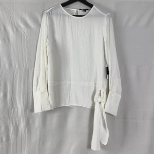 NEW Simply VeraWang Size M Keyhole Sheer Button Top White Long Sleeve NWT - Picture 1 of 11