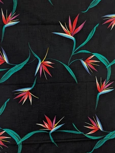 Vintage Alexander Henry Sewing Fabric 2 Yards Black Cotton Birds of Paradise - Picture 1 of 10