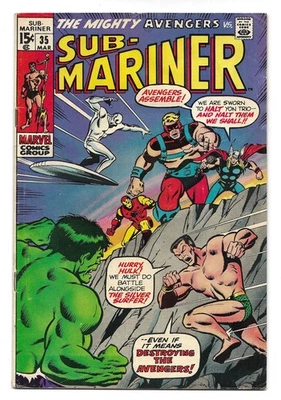 SUB-MARINER #35 CONFRONTATION!  AVENGERS vs DEFENDERS  CLASSIC BRONZE KEY "1971" - Image 1 of 4