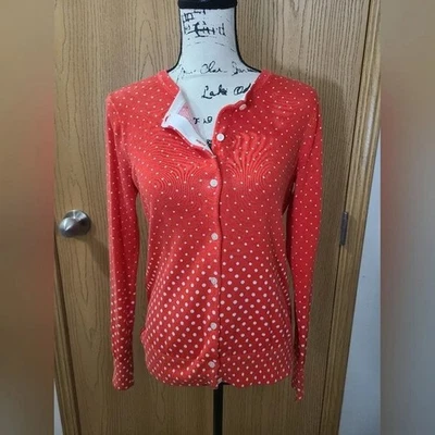 Land's End Polka Dot Preppy Pinup Business Casual Button Up Cardigan Sweater XS - Image 1 of 2