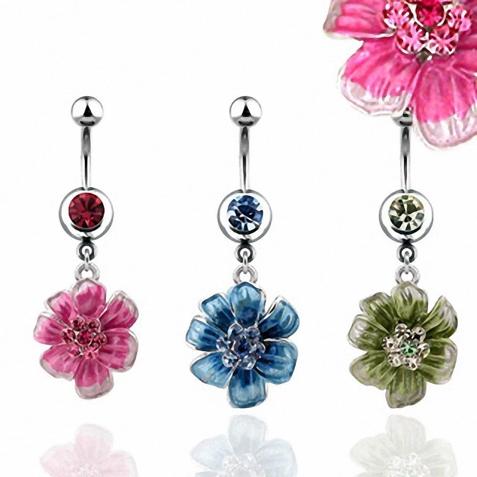 Piercing Ombelico Fiore Colorata - Immagine 1 di 1