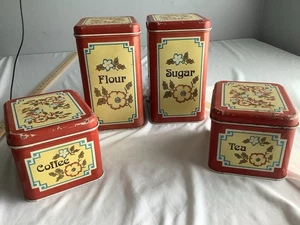 Vintage Cheinco Housewares Kitchen Set Coffee Sugar Tea And Flour Storage - Picture 1 of 11
