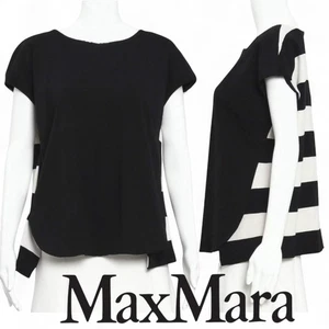 MaxMara schwarz creme gestreift Rücken Top Gr. M minimalistische Bluse Pariser Chic fett - Bild 1 von 20