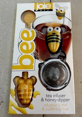Nuevo juego de infusor de té y cucharón de miel de metal de abejorro amarillo negro cocina novedad Foto 1 de 2